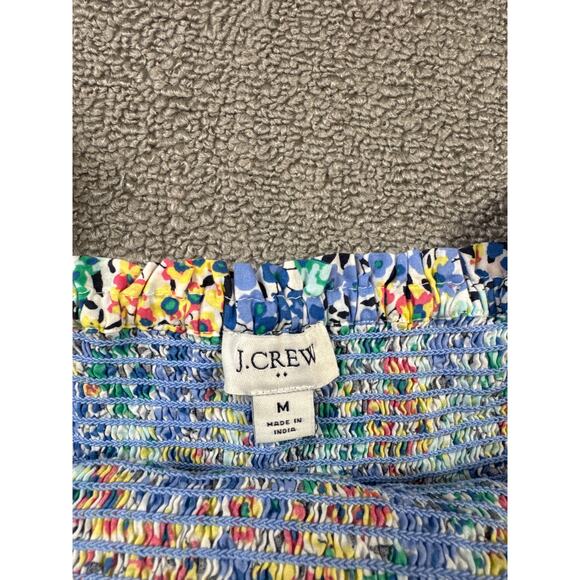 J. Crew Dress Floral Cotton Smocked Midi Tiered Multicolor Size Medium - Picture 7 of 10